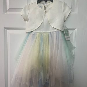 Bonnie Jean 4T rainbow pastel tulle dress NWT